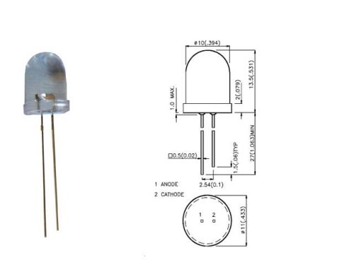 KÉK LED 10MM VÍZT.8000MCD 30°