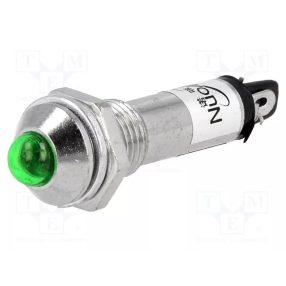 JELZŐLÁMPA ZÖLD DOMBORÚ LEDES 12V 8MM